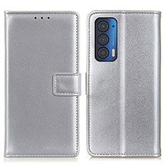 Handytasche Stand Schutzhülle Flip Leder Hülle A08D für Motorola Moto Edge (2021) 5G Silber