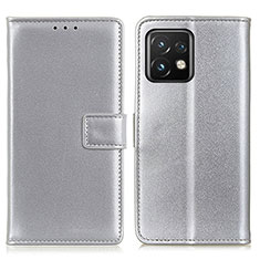 Handytasche Stand Schutzhülle Flip Leder Hülle A08D für Motorola Moto Edge Plus (2023) 5G Silber