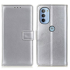 Handytasche Stand Schutzhülle Flip Leder Hülle A08D für Motorola Moto G31 Silber