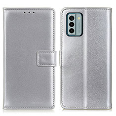 Handytasche Stand Schutzhülle Flip Leder Hülle A08D für Nokia G22 Silber