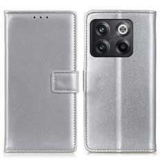 Handytasche Stand Schutzhülle Flip Leder Hülle A08D für OnePlus 10T 5G Silber