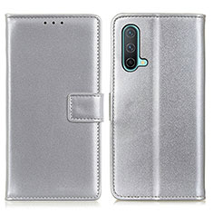 Handytasche Stand Schutzhülle Flip Leder Hülle A08D für OnePlus Nord CE 5G Silber