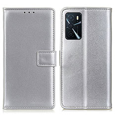 Handytasche Stand Schutzhülle Flip Leder Hülle A08D für Oppo A16 Silber