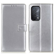 Handytasche Stand Schutzhülle Flip Leder Hülle A08D für Oppo A54 5G Silber