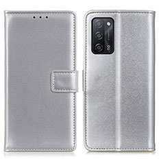 Handytasche Stand Schutzhülle Flip Leder Hülle A08D für Oppo A55 5G Silber