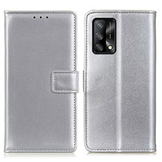 Handytasche Stand Schutzhülle Flip Leder Hülle A08D für Oppo A95 4G Silber