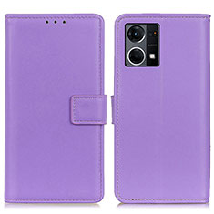 Handytasche Stand Schutzhülle Flip Leder Hülle A08D für Oppo F21 Pro 4G Violett