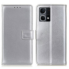 Handytasche Stand Schutzhülle Flip Leder Hülle A08D für Oppo F21s Pro 4G Silber