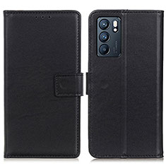 Handytasche Stand Schutzhülle Flip Leder Hülle A08D für Oppo Reno6 5G Schwarz