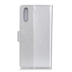 Handytasche Stand Schutzhülle Flip Leder Hülle A08D für Samsung Galaxy A02 Silber