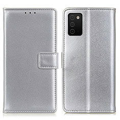 Handytasche Stand Schutzhülle Flip Leder Hülle A08D für Samsung Galaxy A02s Silber