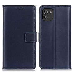 Handytasche Stand Schutzhülle Flip Leder Hülle A08D für Samsung Galaxy A03 Blau