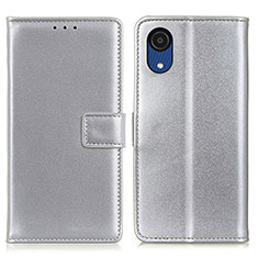 Handytasche Stand Schutzhülle Flip Leder Hülle A08D für Samsung Galaxy A03 Core Silber