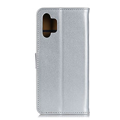 Handytasche Stand Schutzhülle Flip Leder Hülle A08D für Samsung Galaxy A32 4G Silber