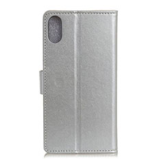 Handytasche Stand Schutzhülle Flip Leder Hülle A08D für Samsung Galaxy M01 Core Silber