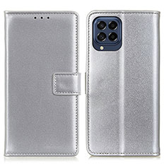 Handytasche Stand Schutzhülle Flip Leder Hülle A08D für Samsung Galaxy M53 5G Silber