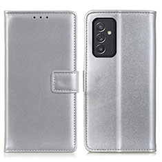 Handytasche Stand Schutzhülle Flip Leder Hülle A08D für Samsung Galaxy Quantum2 5G Silber