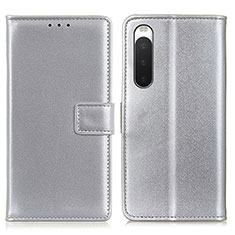 Handytasche Stand Schutzhülle Flip Leder Hülle A08D für Sony Xperia 10 IV SO-52C Silber