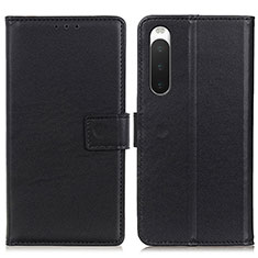 Handytasche Stand Schutzhülle Flip Leder Hülle A08D für Sony Xperia 10 V Schwarz