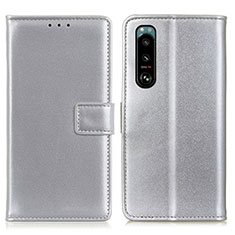 Handytasche Stand Schutzhülle Flip Leder Hülle A08D für Sony Xperia 5 III SO-53B Silber