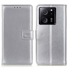 Handytasche Stand Schutzhülle Flip Leder Hülle A08D für Xiaomi Mi 13T Pro 5G Silber