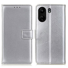 Handytasche Stand Schutzhülle Flip Leder Hülle A08D für Xiaomi Poco C65 Silber