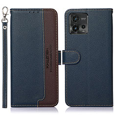 Handytasche Stand Schutzhülle Flip Leder Hülle A09D für Motorola Moto G72 Blau