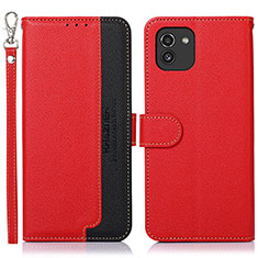 Handytasche Stand Schutzhülle Flip Leder Hülle A09D für Samsung Galaxy A03 Rot