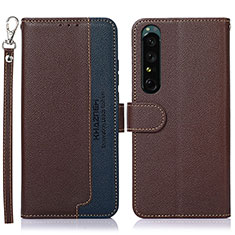 Handytasche Stand Schutzhülle Flip Leder Hülle A09D für Sony Xperia 1 IV Braun