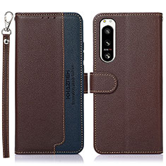 Handytasche Stand Schutzhülle Flip Leder Hülle A09D für Sony Xperia 5 IV Braun