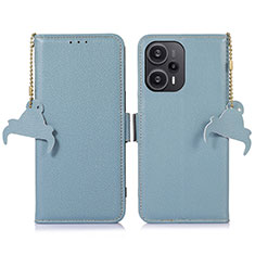 Handytasche Stand Schutzhülle Flip Leder Hülle A10D für Xiaomi Poco F5 5G Hellblau