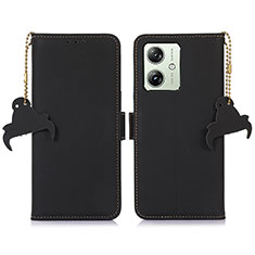 Handytasche Stand Schutzhülle Flip Leder Hülle A11D für Motorola Moto G54 5G Schwarz