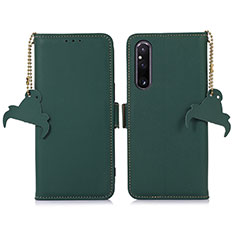 Handytasche Stand Schutzhülle Flip Leder Hülle A11D für Sony Xperia 1 V Grün