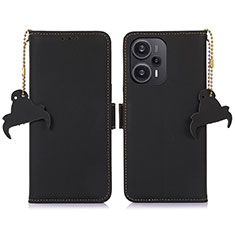 Handytasche Stand Schutzhülle Flip Leder Hülle A11D für Xiaomi Poco F5 5G Schwarz