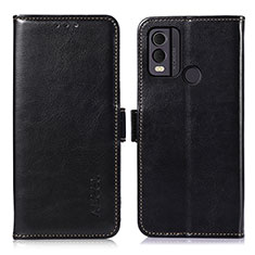 Handytasche Stand Schutzhülle Flip Leder Hülle A12D für Nokia C22 Schwarz