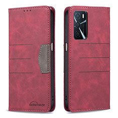 Handytasche Stand Schutzhülle Flip Leder Hülle B01F für Oppo A16s Rot