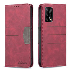 Handytasche Stand Schutzhülle Flip Leder Hülle B01F für Oppo A74 4G Rot