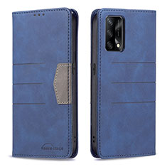 Handytasche Stand Schutzhülle Flip Leder Hülle B01F für Oppo A95 4G Blau