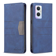 Handytasche Stand Schutzhülle Flip Leder Hülle B01F für Oppo A96 5G Blau