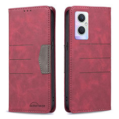 Handytasche Stand Schutzhülle Flip Leder Hülle B01F für Oppo A96 5G Rot