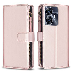 Handytasche Stand Schutzhülle Flip Leder Hülle B01F für Realme C55 Rosegold