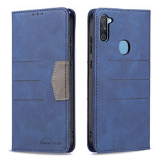 Handytasche Stand Schutzhülle Flip Leder Hülle B01F für Samsung Galaxy A11 Blau