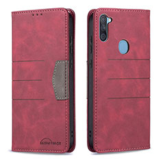 Handytasche Stand Schutzhülle Flip Leder Hülle B01F für Samsung Galaxy A11 Rot
