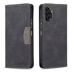 Handytasche Stand Schutzhülle Flip Leder Hülle B01F für Samsung Galaxy A13 4G Schwarz