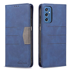 Handytasche Stand Schutzhülle Flip Leder Hülle B01F für Samsung Galaxy M52 5G Blau
