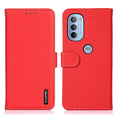 Handytasche Stand Schutzhülle Flip Leder Hülle B01H für Motorola Moto G31 Rot