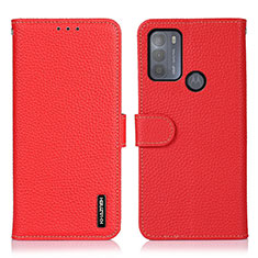 Handytasche Stand Schutzhülle Flip Leder Hülle B01H für Motorola Moto G50 Rot