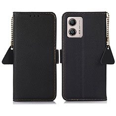 Handytasche Stand Schutzhülle Flip Leder Hülle B01H für Motorola Moto G53 5G Schwarz