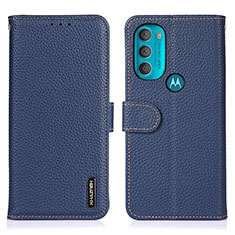 Handytasche Stand Schutzhülle Flip Leder Hülle B01H für Motorola Moto G71 5G Blau