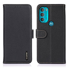 Handytasche Stand Schutzhülle Flip Leder Hülle B01H für Motorola Moto G71 5G Schwarz